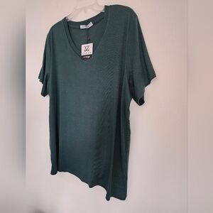 Michelle Mae Women's Short Sleeve Shirt Dark Green Size 1XL